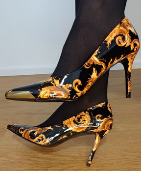 Versace Heels &amp; Leather Gloves Tease - Pure Luxury