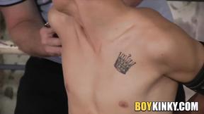 ”Lovely captive Galiel Swan takes painful clamps on his nipples & foreskin”