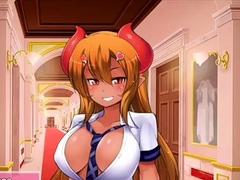 Brunette cums to hentai