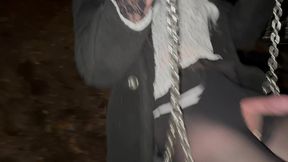 teen trans flashing hard dick on a swing in the park / exhibistionist public