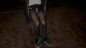 teen trans flashing hard dick on a swing in the park / exhibistionist public