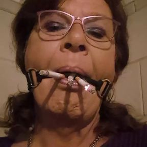 Ballgag Smoking 3 at once