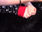 Red Vinyl Kitty Paints Her Toenails While Wearing Skull Legwarmers Preview