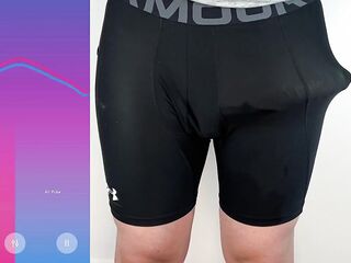 Biggest ramrod hands free anal sextoy jizz flow in taut panties