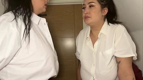 Room mates get caught being naughty by head teacher role play Maddison black