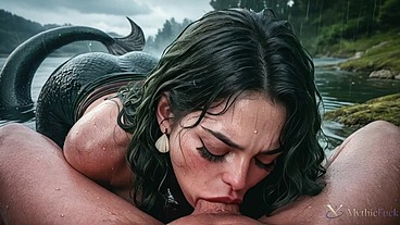 A seductive mermaid cosplayer seduced me while I was fishing... she gave me a blowjob and let me fuck her in every hole!!