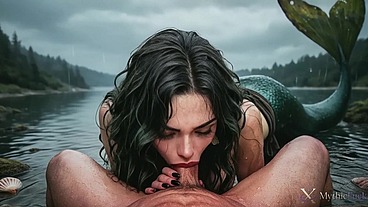 A seductive mermaid cosplayer seduced me while I was fishing... she gave me a blowjob and let me fuck her in every hole!!