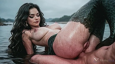 A seductive mermaid cosplayer seduced me while I was fishing... she gave me a blowjob and let me fuck her in every hole!!