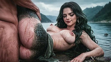 A seductive mermaid cosplayer seduced me while I was fishing... she gave me a blowjob and let me fuck her in every hole!!