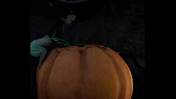 Hyper Futa Midna Fuck Slamming Pumpkin (Side view)