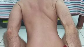 in red underwear riding my dildos