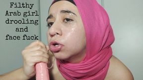 Filthy Arab girl extreme drooling and deepthroat face fucking