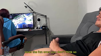 Risky handjob, will she notice? (English subtitles)
