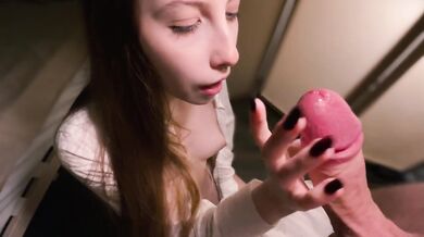 Tiny stepsister sucks strangers dick then gets pounded hard deep creampie