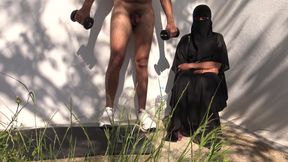 Kurdish wife gets massive facial cumshot from Turkish husband after workout