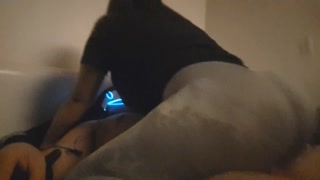 Big booty Asian in Yoga pants, rides hard dick.