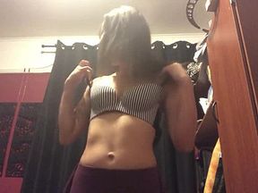 Trying on bras/boob play