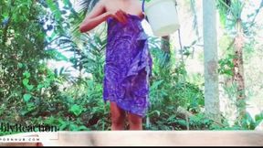 Sri Lankan spa girl outdoor bathing