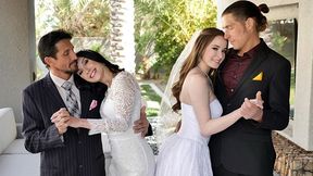 Two Tight Innocent Babes Getting Pounded Hard By Their Horny Daddies Before Getting Hitched