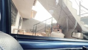 karlotta drives through the city