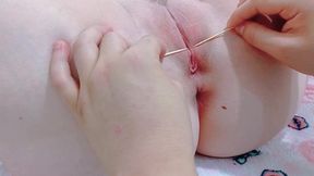 opening her closed cunt until it fully bursts out
