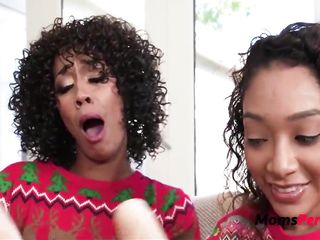 Stepmom and teen doxy want a perky christmas- Misty Stone, Sarah Lace