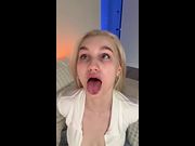Big tits bounce as she licks lips