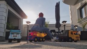 Booty Riding & Farting on My Toy Dump Truck Collection – Heavy Bounce Test