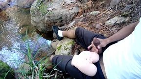 Amateur couple gets naughty in the woods with a toy