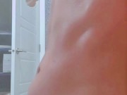 perfect femboy twink in thong clamping pumping nipples hard, sexy kinky sissy solo bdsm