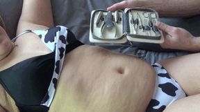 General cleaning of Victoria s navel with different objects BD