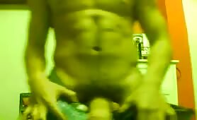 Young latin dude strokes his delicious latin hairy cock