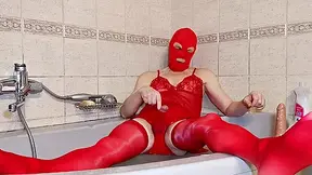 Depraved Santa Relaxes After Xmas - Nylon Lingerie Studio