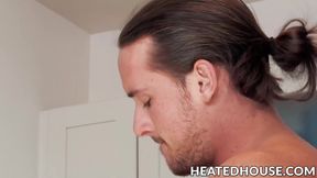 Plumber Dan Saxton pounds assistant Beaux Banks tight hole