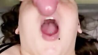 Slow motion facial She loves the cum.