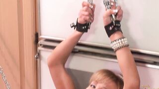 Chained milf with a gag ball inside her mouth gets penetrated by a stud