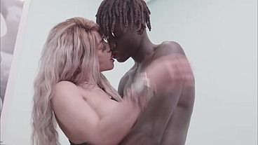 Colombian Vanessa, with her big tits, ties up a black man, blindfolds him, whips him, and fucks him in every position. Deep throat