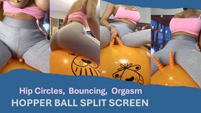 HOPPER BALL hip circles, bouncing orgasm