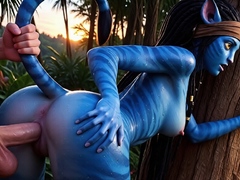 Pandora moonlight guides blue Avatar babes to taste big cock