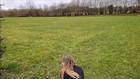 Mature older woman gets doggied in the park