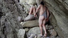 cave woman comes for sex and gets all of her holes filled