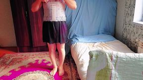 Stunning Femboy Leaning on Wall with Crossed Legs