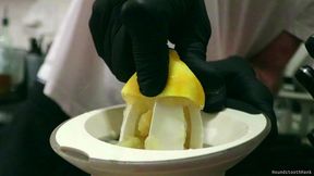 gloved food prep asmr lemon garlic and thyme