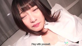 Nana Okamoto Plays with Us in Her Office Girl Uniform and Black Stockings