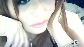 Hot and sexy Asian doll posing for me on webcam in fishnet stockings