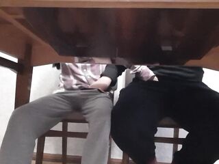 We masturbate each other under the table during English class at the university - Lesbian-candys