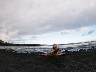 one piece black sand beach yoga 5-22-19