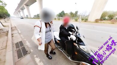 Old man fucks MILF on bike in public raw and rough