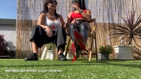 Champagne and feet humiliation