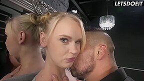 Angelo Godshack And Ariela Donovan - Sloppy Deepthroat With A Lollipop, Then He Bends Her Over The Mirror